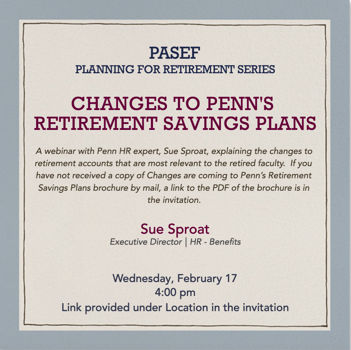 Change in Retirement Savings Plans Invite