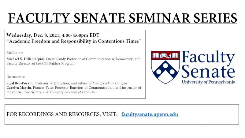 Part of the Faculty Senate Seminar Series - Click here for the full recording