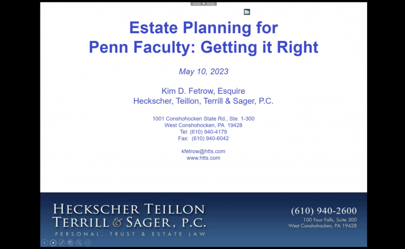 Estate Planning for Penn Faculty